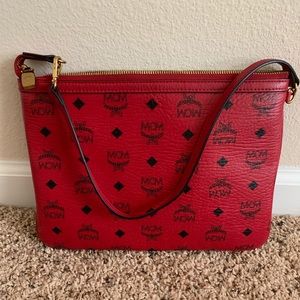 MCM Red Pouch (Black & White Printed Inside)